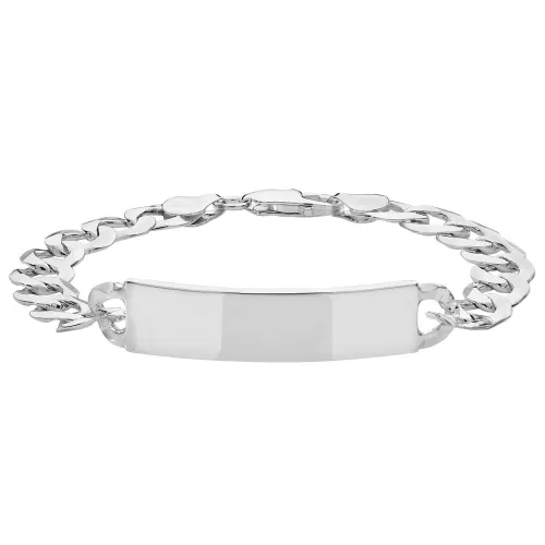 Silver Mens' Flat Open Curb Id Bracelet 19.37g